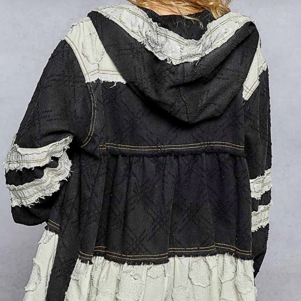 Pol Moonwake Hollow Boho Patchwork Hooded Jacket … - image 4